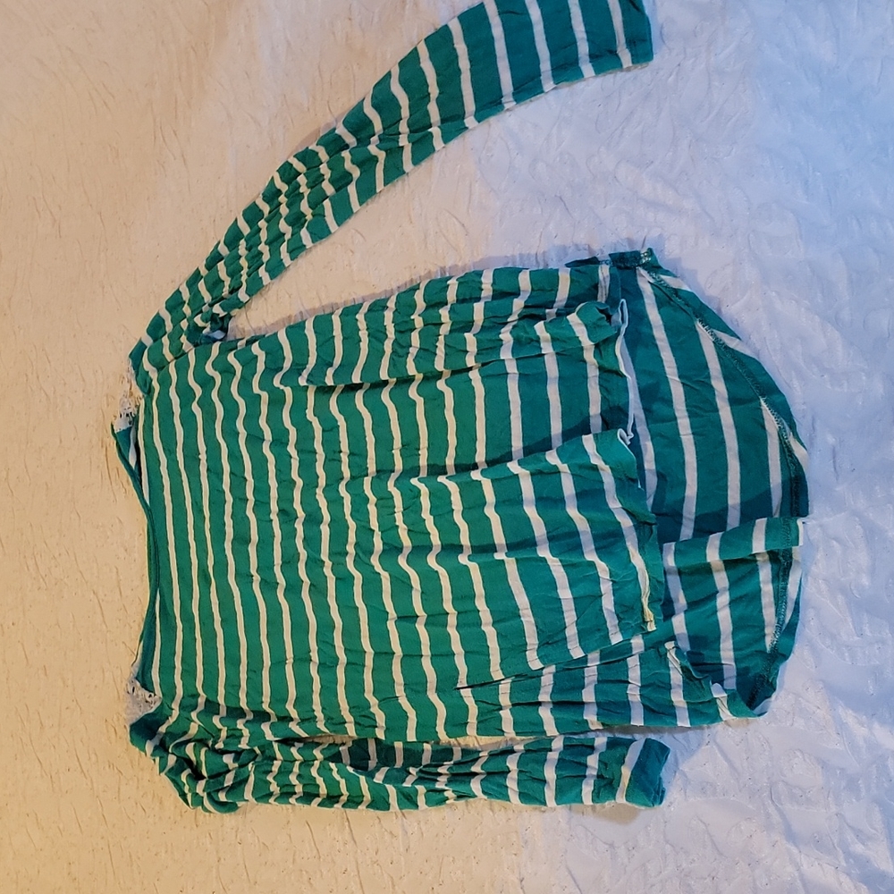 Hippie Rose stripped shirt with lace detail 3 for $12